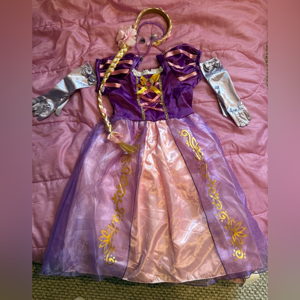 Little Girls Disney Rapunzel Purple and Yellow princess Dress costume size 5